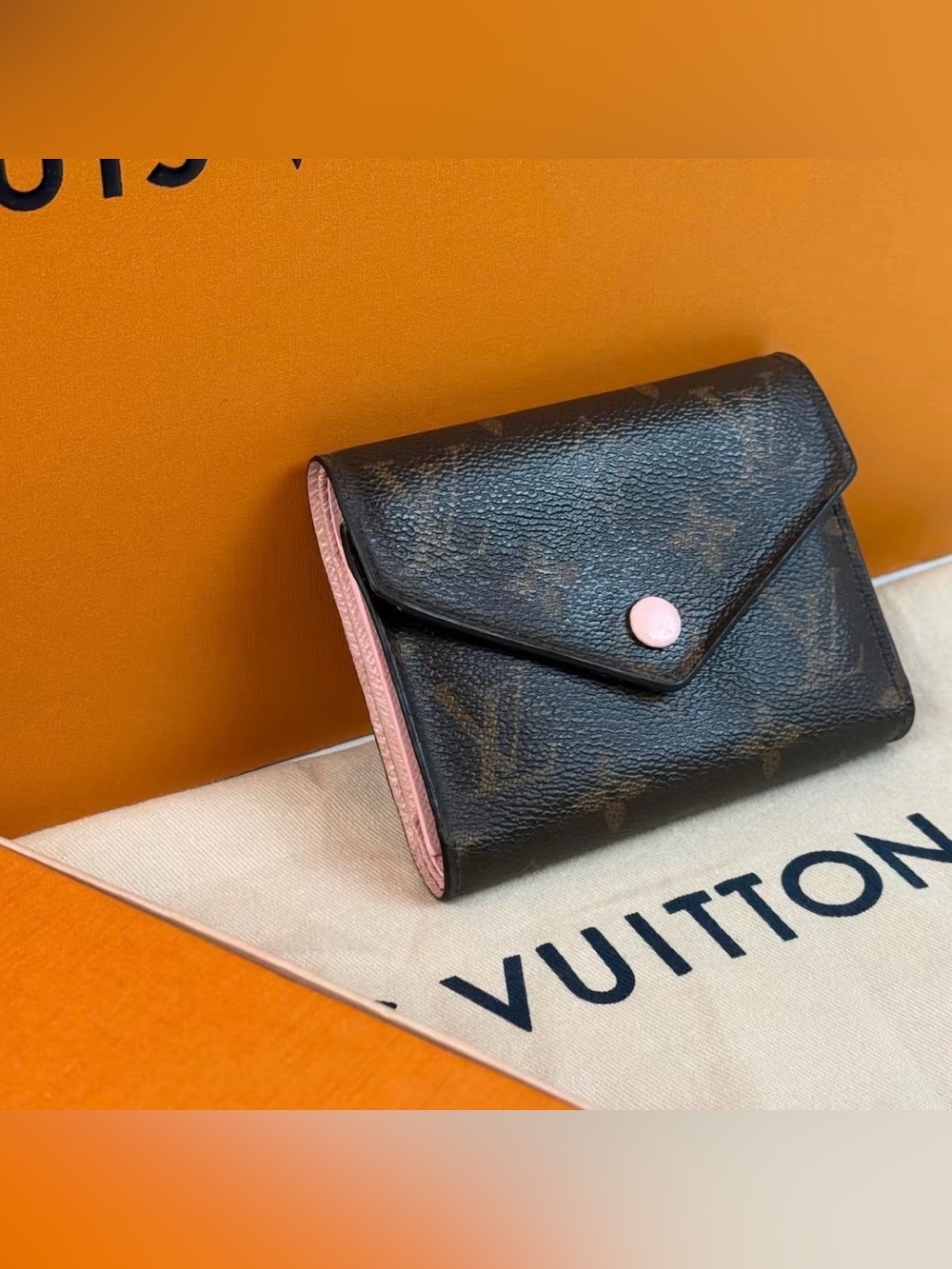 Louis Vuitton Monogram Victorine Wallet Rose Ballerine with Box and Dust Bag